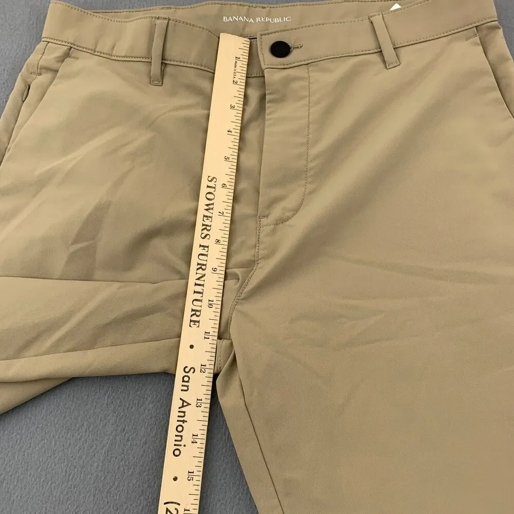 Banana Republic Pants Mens Size 34x33 Khaki Golf Polyester 5 Pocket Wickening